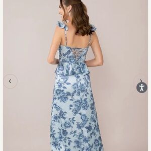 Revelry Piper Satin Floral Print Dress